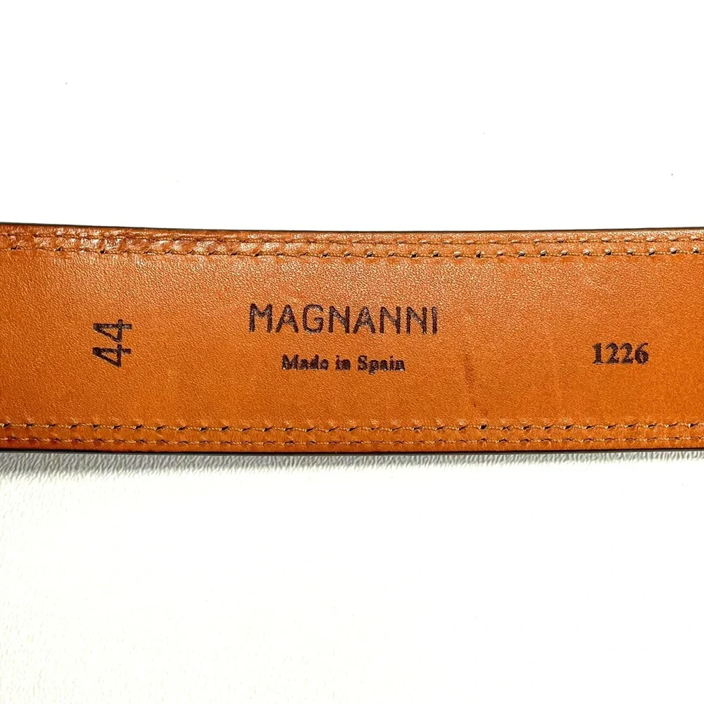 Magnanni Leather Belt Mens 44‎ Brown Classic Nickel Hardware Preppy Casual Spain